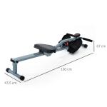 Máquina de Remo com Ecrã LCD para Academia Exercícios de Musculação ou Resistência Carga Máxima 100kg 130x47,5x67cm Cinza