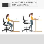 Cadeira de Escritório com Suporte Lombar Apoio para os Braços Dobrável e Altura Ajustável 59x65x102 - 122 cm Cinza