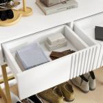 Mesa Consola Moderna Mesa de Entrada com 2 Gavetas e Pés de Aço Anti - tombo para Entrada Sala Corredor 80x31,5x75 cm Branco