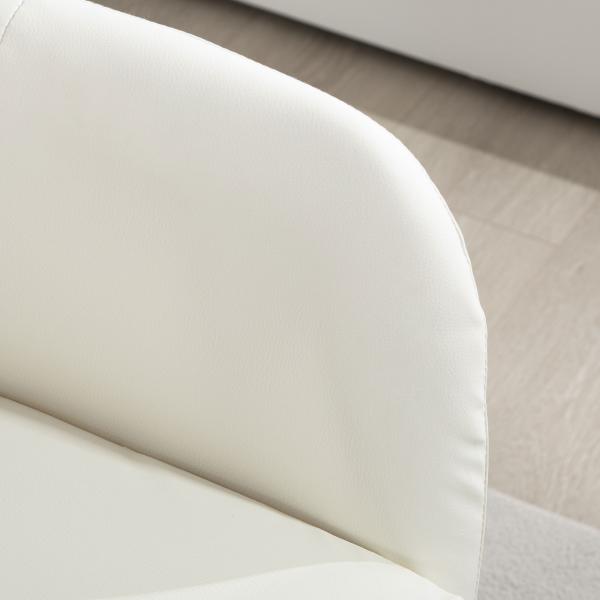Cadeira de Escritório Giratória 360° Tamborete de Bar Cozinha Cabeleireiro com Encosto Envolvente Altura Ajustável 60x60x79 - 91 cm Branco