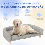 Sofá para Cães Cama Elevada para Cães Estofada com Almofada Lavável e Pés de Madeira de Pinho 98x67x25 cm Cinza