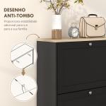 Móvel Sapateira de Entrada com 3 Gavetas Basculantes e Prateleiras Ajustáveis para 18 Pares de Sapatos 60x23,5x115 cm Preto