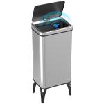 Balde de Lixo Automático 50 L em Aço Inoxidável com Sensor Infravermelhos e Aro de Retenção 35,5x26x83,5 cm Prata