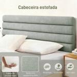 Cabeceira de Cama 140 cm Altura Ajustável em 3 Níveis 106/116/126 cm Estofada em Linho Cinza