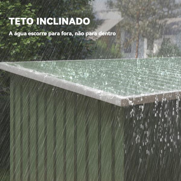 Abrigo de Jardim 280x130x172cm Abrigo de Exterior de Aço Galvanizado com Porta Corredeira e Ventilações Verde Claro