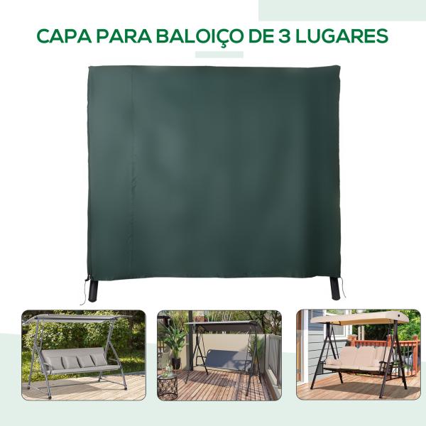 Capa para Móveis de Jardim Capa Protetora para Baloiços de Exterior com Zíper 205x124x164cm Verde