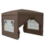 Tenda de Jardim com Paredes Laterais Amovíveis Janelas Porta com Fecho de Correr e Bolsa de Transporte 295x295x196 - 258 cm Café
