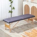 Marquesa de Massagem Dobrável com Estrutura de Madeira Altura Regulável e Bolsa de Transporte 186x60x61 - 87 cm Roxo