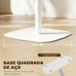 Mesa de Refeição Pequena Mesa de Cozinha Quadrada para 2 Pessoas Base Quadrada em Aço 60x60x75 cm Madeira e Branco
