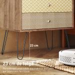 Cómoda 4 Gavetas Cómoda para Quarto com Pés em Forma de V de Aço Estilo Boémio 60x39x86 cm Multicor