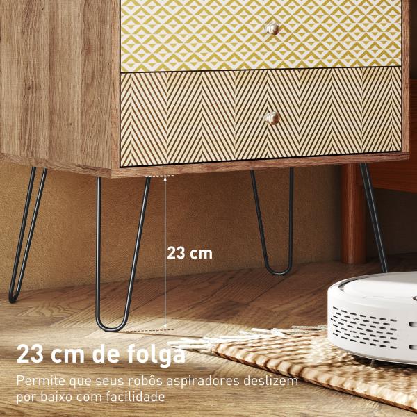 Cómoda 4 Gavetas Cómoda para Quarto com Pés em Forma de V de Aço Estilo Boémio 60x39x86 cm Multicor