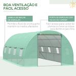 Estufa Tipo Túnel 590x300x200cm com Porta Enrolável 8 Janelas Cobertura de PE 140g/m² e Tubo de Aço para Cultivos de Plantas Verduras Verde