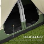 Tenda de Campismo Familiar para 5 - 6 Pessoas Dobrável com 2 Quartos e Bolsa de Transporte 450x215x180 cm Verde e Marrom