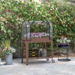 Mesa de Cultivo com Rodas 80x40x120 cm Horta Urbana Elevada com Cobertura de Estufa para Cultivar Plantas Flores Marróm