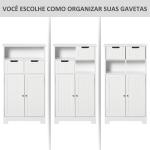 Kleanklin Armário de Casa de Banho com 2 Portas Prateleira Ajustável 2 Gavetas e Compartimento Aberto Móvel Auxiliar de Armazenamento para Sala de Estar Cozinha 60x30x108,8cm Branco