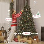 Árvore de Natal 210 cm com Luzes LED 9 Modos de Iluminação 1160 Ramos e Neve Artificial Verde