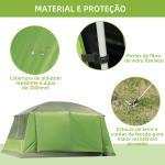 Tenda de Campismo Familiar para 4 Pessoas Tenda de Campismo Portátil Impermeável com Bolsa de Transporte Rede Mosquiteira e Proteção Solar 410x - 310x225cm Verde
