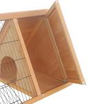 Coelheira de Madeira 116x62,2x52,5 cm Gaiola para Coelhos em Forma Triangular com Portas e Grade Metálica Madeira