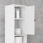 Coluna Casa de Banho Moderna com 1 Gaveta 5 Prateleiras Ajustáveis e 2 Armários 20x20x180 cm Branco