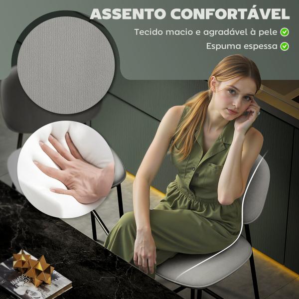 Conjunto de 2 Bancos de Bar Bancos Altos de Cozinha com Apoio para os Pés Estofados em Veludo 45x49x102 cm Cinza Claro