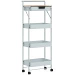 Carrinho Auxiliar com Rodas de 4 Níveis Carrinho de Cozinha com 1 Gaveta e 3 Cestos Carrinho Organizador 45x29,5x117,5 cm Verde