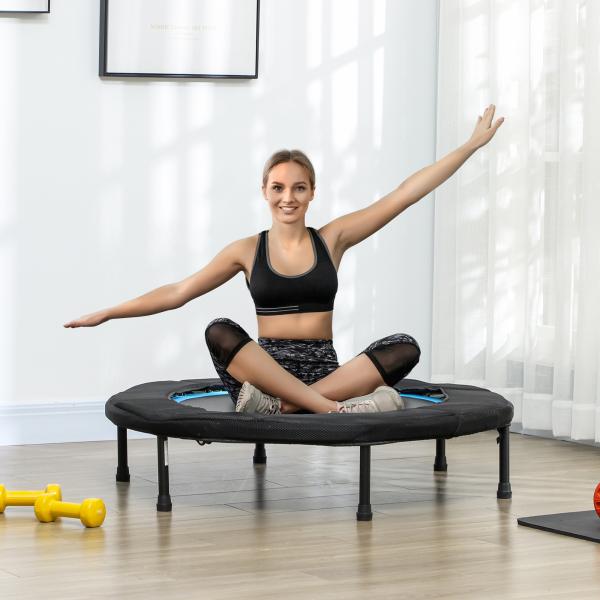 Trampolim Fitness Ø102 cm Trampolim Fitness Dobrável com Estrutura de Aço Antiderrapante Ø102x22 cm Azul