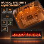 Lareira Elétrica Encastrável ou de Chão 750/1500W, 3 Lados, 12 Cores de Chama 3D, Termóstato, Comando à Distância, Preto