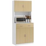 Armário de Cozinha com Gaveta 4 Portas e Prateleiras Interiores Ajustável em Altura Móvel 80x40x180 cm Madeira e Branco