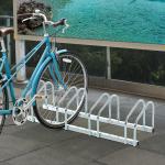 Estacionamento para 5 Bicicletas Suporte de Aço para Estacionar Bicicletas no Chão para Interior e Exterior 145x33x27cm Prata