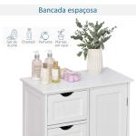 Armário Casa de Banho Móvel Auxiliar Organizador Moderno de Madeira com 1 Armário e Gavetas 56x30x83 cm Branco