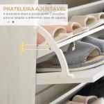 Sapateira Moderna com 3 Gavetas Abatíveis para 12 Pares de Sapatos e Prateleira Ajustável 70x23,5x122cm Branco Envelhecido