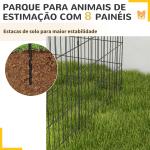 Parque para Cães 8 Painéis Dobráveis Gaiola Metálica para Animais de Estimação com Porta e Dupla Fechadura 76x61cm Preto