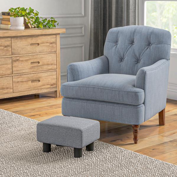 Apoio para os Pés de Sala de Estar Banco Retangular com Estrutura de Madeira para Sala de Estar 40x30x24 cm Cinzento