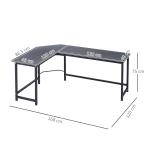 Secretária de Canto Mesa de Computador em Forma de L com Estrutura de Aço 168x120x75cm Preto