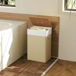 Cesto de Roupa com Tampa 72L Cesto de Roupa de Bambu com Bolsa Interior Removível e Alças 40x30x60 cm Bege e Creme