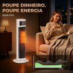Aquecedor Elétrico Cerâmico PTC 2000 W com 4 Modos, Comando à Distância e Proteção contra Sobreaquecimento e Queda