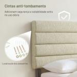 Cabeceira de Cama 140 cm Altura Ajustável em 3 Níveis 106/116/126 cm Estofada em Linho Bege