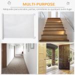 Barrera para Cães Retrátil Dobrável com Largura Ajustável 5,5 - 115 cm com Função de Enrolamento Automático Branco