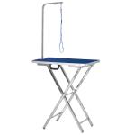 Mesa de Tosquia para Cães com Bancada Antiderrapante Alça e Braço com Altura Ajustável 72x45x74 - 81 cm Azul