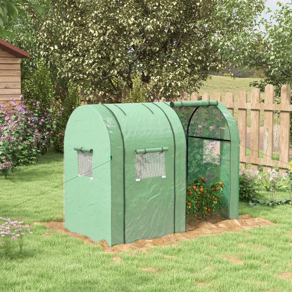 Estufa de Jardim Estufa Resistente com 4 Janelas Anti - UV para Cultivo de Plantas em Terraço Pátio 185x94x150 cm Verde