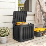 Baú de Armazenamento Exterior em Plástico com Capacidade de 121L 2 Alças e Tampa Impermeável 56x45x53 cm Preto
