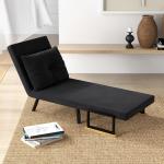 Poltrona Convertível em Cama Poltrona 3 em 1 Convertível em Cama com Encosto Ajustável em 5 Níveis 63x73x81 cm Preto
