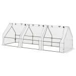 Estufa de Jardim Terraço 270x90x90 cm Tipo Casa Tubo de Aço com 3 Janelas Estufa Pequena para Cultivo de Plantas Branco Translúcido