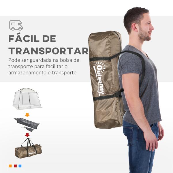 Tenda de Jardim para 6 - 8 Pessoas com 4 Mosquiteiras e 2 Portas Proteção UV50+ Inclui Bolsa de Transporte 3x3 m Branco