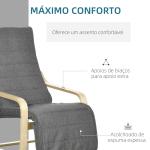 Poltrona Relax com Apoio para os Pés Ajustável Estofada em Tecido com Estrutura de Madeira 66,5x94x100 cm Cinza