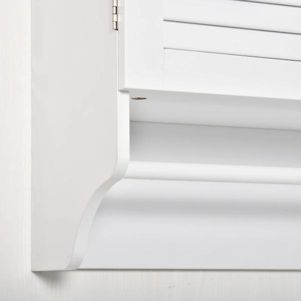 Armário Casa de Banho de Parede com 2 Portas de Persiana Prateleira Interior e Barra para Toalhas Móvel Auxiliar Suspenso Moderno Multiuso para Cozinha 60x23x60cm Branco
