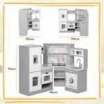Cozinha de Madeira para Crianças com Sons Forno Lavatório Micro - Ondas Máquina de Gelo e Acessórios 110x80x91 cm Cinza