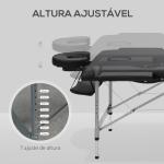 Marquesa de Massagem Dobrável com Altura Regulável em 7 Níveis, Apoio de Cabeça e Braços, 185x70x58 - 82 cm, Preto