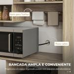 Armário de Cozinha Alto com 3 Portas, 9 Prateleiras, Gaveta e Prateleiras Ajustáveis, Estilo Moderno, 80x35x180 cm, Branco e Carvalho
