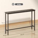 Mesa Consola Moderna Consola de Entrada Estreita com Superfície com Efeito Mármore e Estrutura de Metal 100x20x66 cm Preto
